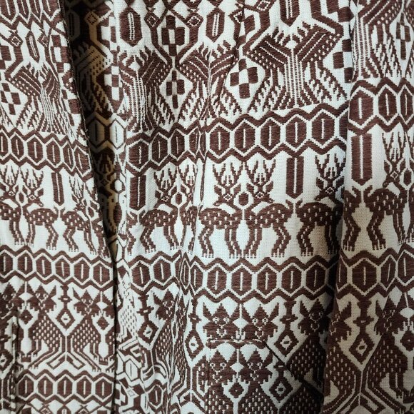 Vintage Pelux Guatemala ethnic tapestry jacket coat burgundy ivory size 18 NEW - Picture 2 of 8